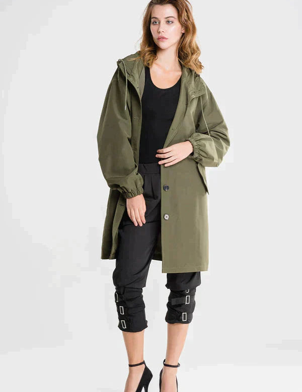 Evie - Women's Waterproof Jacket with Hood and Buttons