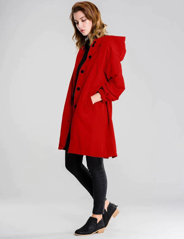 Evie - Women's Waterproof Jacket with Hood and Buttons