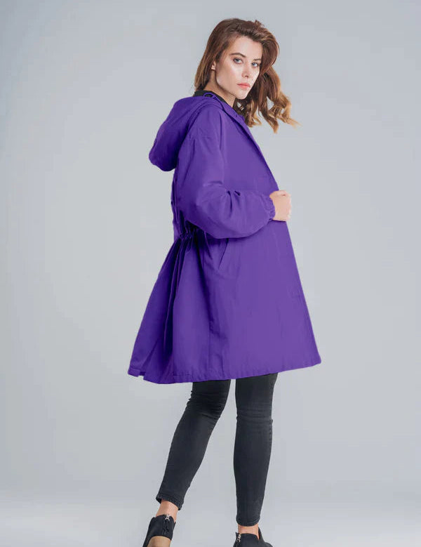 Evie - Women's Waterproof Jacket with Hood and Buttons