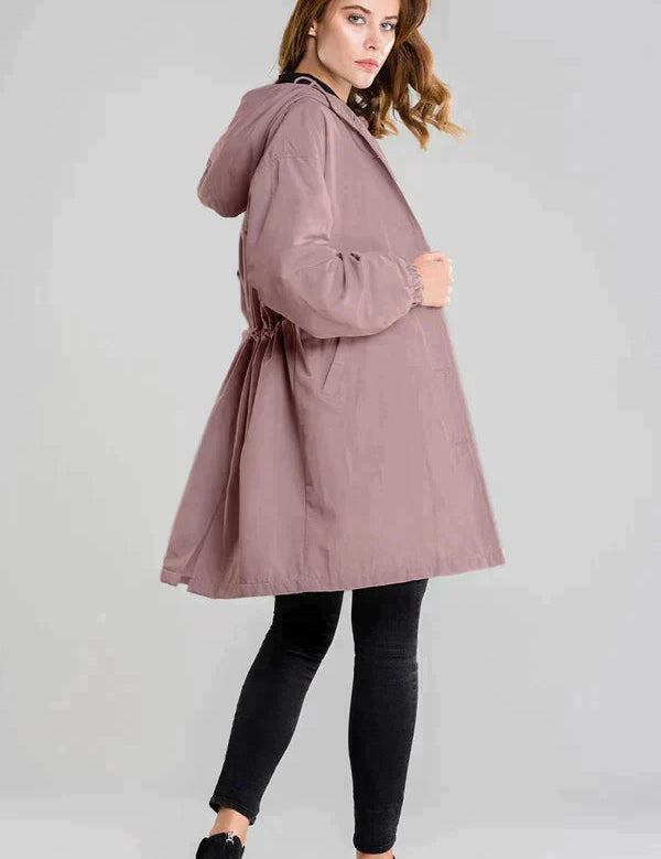 Evie - Women's Waterproof Jacket with Hood and Buttons