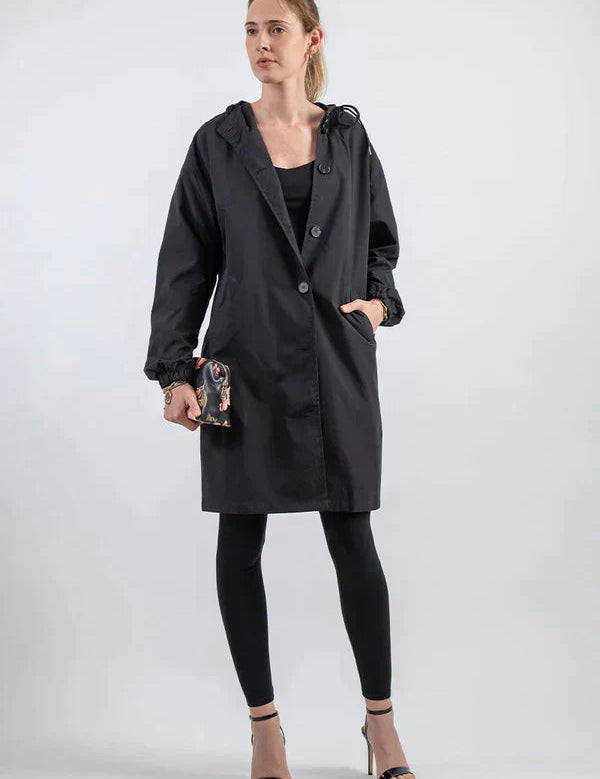 Evie - Women's Waterproof Jacket with Hood and Buttons