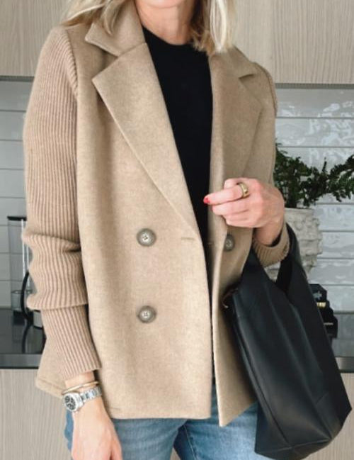 Mirthe - Chic Knit-Sleeve Blazer