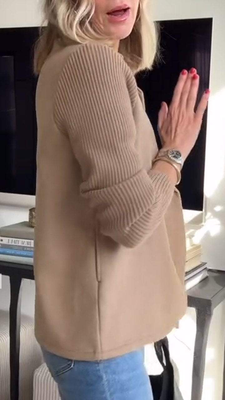 Mirthe - Chic Knit-Sleeve Blazer