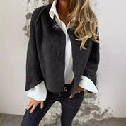 Vibestella | Round Neck and Long Sleeves Wool Coat