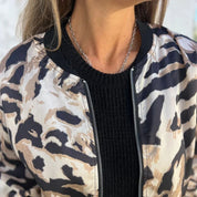 Elin - Zebra Print Zip-Up Bomber Jacket