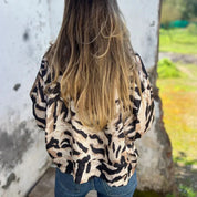 Elin - Zebra Print Zip-Up Bomber Jacket
