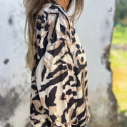 Elin - Zebra Print Zip-Up Bomber Jacket