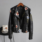 Hannah - Stylish Embroidered Leather Jacket